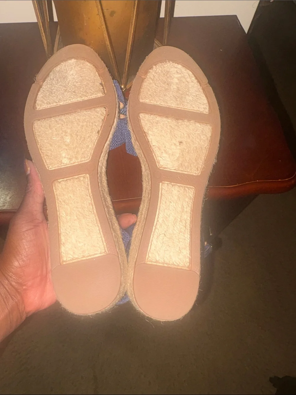 Talbots Navy Bow Espadrille Wedge Sandals